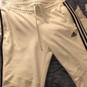 Adidas white joggers climacool with black stripes size large like new condition